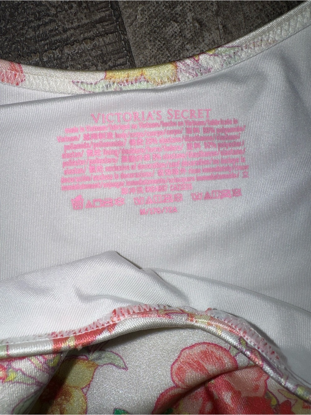 Victoria's Secret Cream Floral Bikini Set with Coral, Yellow & Green - Picture 8 of 9